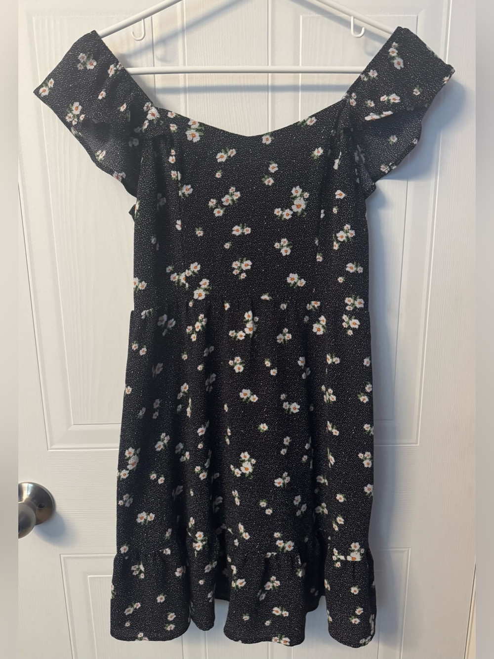 Black Floral Tie-Back Mini Dress